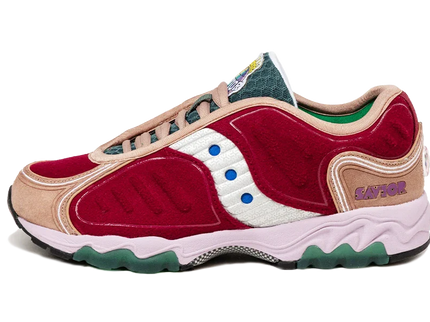Saucony Matrix Jae Tips No Shoes In The House Burgundy S70922-1 SneakerMood Side view, toe pointing left