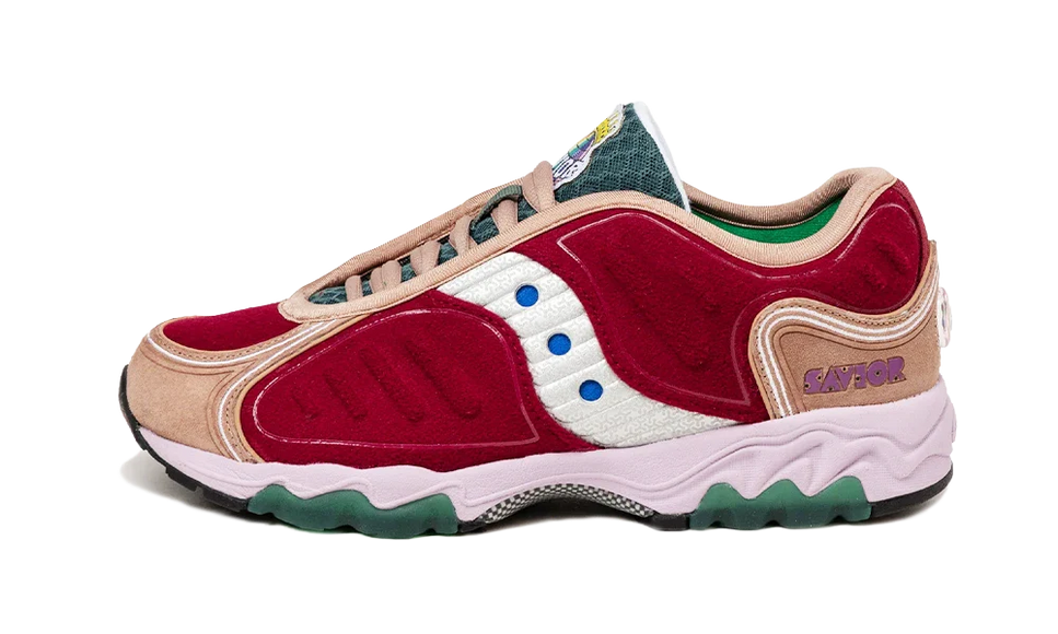 Saucony Matrix Jae Tips No Shoes In The House Burgundy S70922-1 SneakerMood Side view, toe pointing left