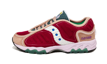 Saucony Matrix Jae Tips No Shoes In The House Burgundy S70922-1 SneakerMood Side view, toe pointing left