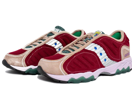 Saucony Matrix Jae Tips No Shoes In The House Burgundy S70922-1 SneakerMood Pair, front three-quarter view