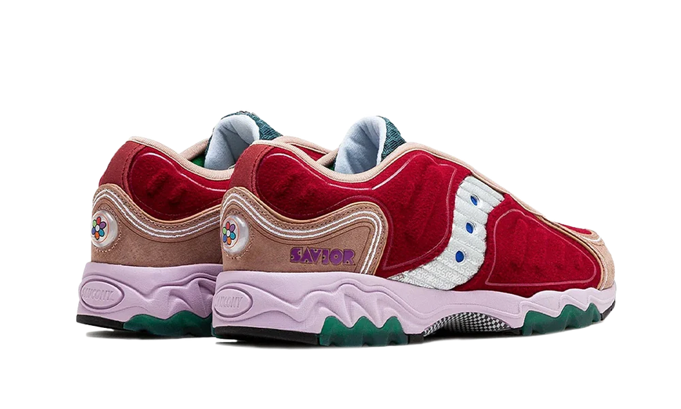 Saucony Matrix Jae Tips No Shoes In The House Burgundy S70922-1 SneakerMood Pair, rear three-quarter view