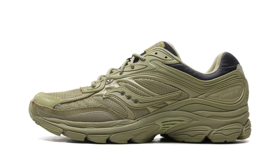 Saucony ProGrid Omni 9 Armor Green S70897-2 SneakerMood Side view, toe pointing left