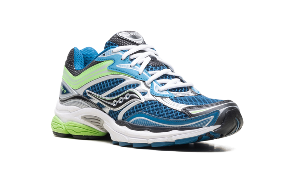 Saucony ProGrid Omni 9 Blue Lime S70739-29 SneakerMood Front three-quarter view
