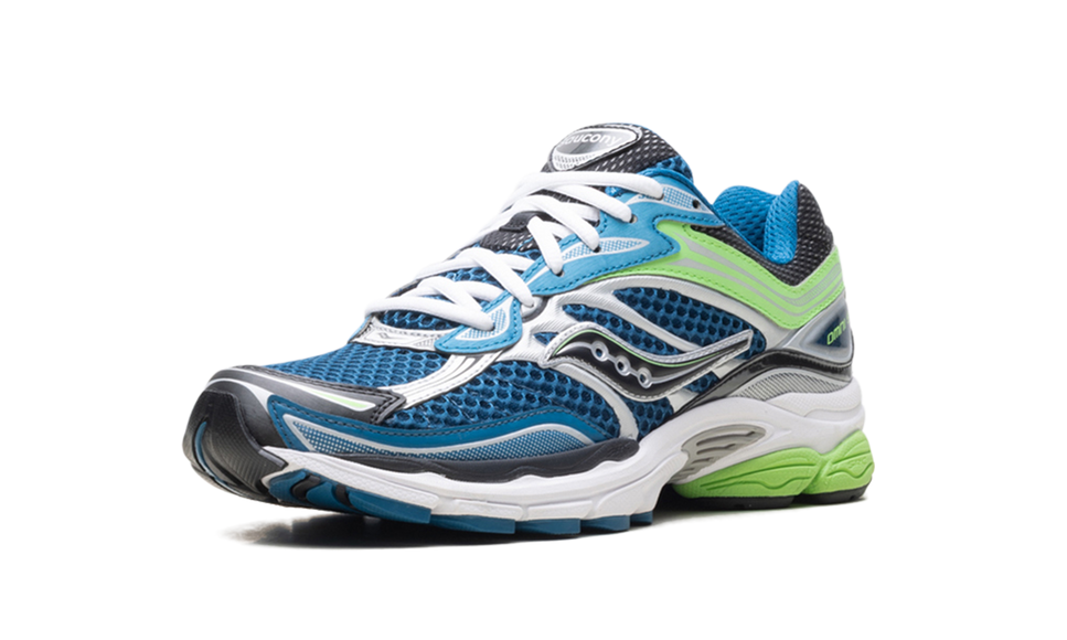Saucony ProGrid Omni 9 Blue Lime S70739-29 SneakerMood Front three-quarter view