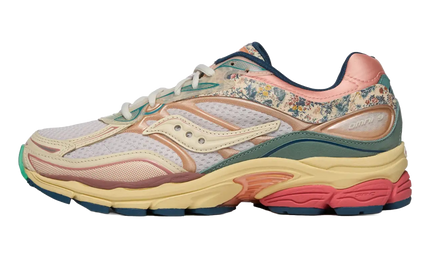 Saucony ProGrid Omni 9 Floral Beige Blue S71015-1 SneakerMood Side view, toe pointing left
