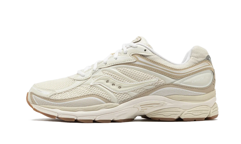 Saucony ProGrid Omni 9 Tomorrow, Meet Yesterday Beige Gum S70832-5 SneakerMood Side view, toe pointing left