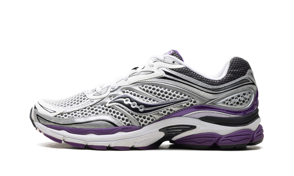 Saucony ProGrid Omni 9 White Black Silver Purple S70739-10 SneakerMood Side view, toe pointing left