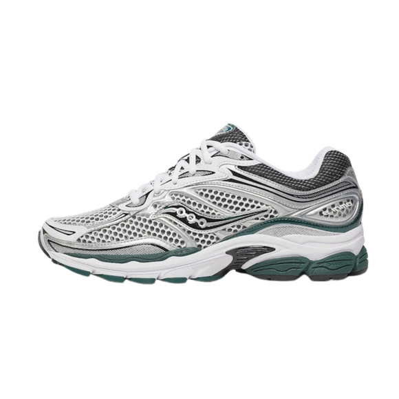 Saucony ProGrid Omni 9 White Pine Green S70739-56 SneakerMood Side view, toe pointing left