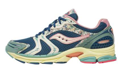Saucony ProGrid Triumph 4 Floral Blue Beige S71015-2 SneakerMood Side view, toe pointing left