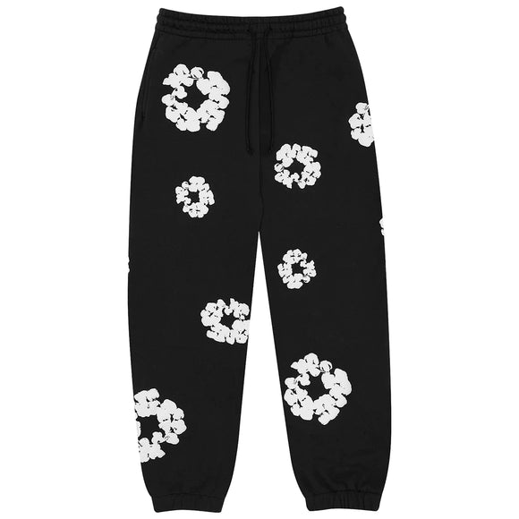 SneakerMood - Denim Tears Cotton Wreath Sweatpants Black - Front