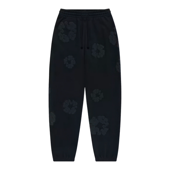 SneakerMood - Denim Tears Cotton Wreath Sweatpants Black Monochrome - Front