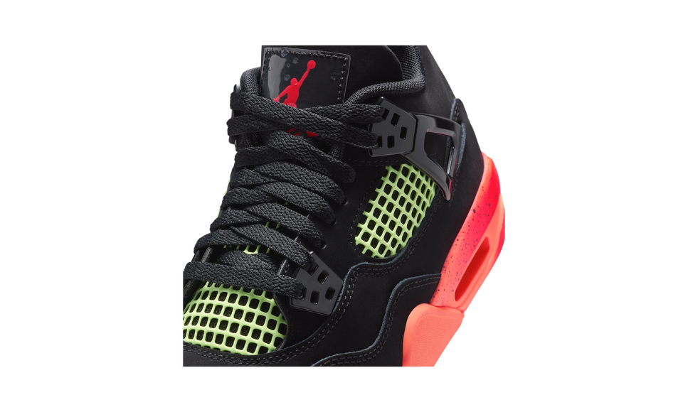 SneakerMood Air Jordan 4 Retro Black Infrared Barely Volt (GS) Front Detail