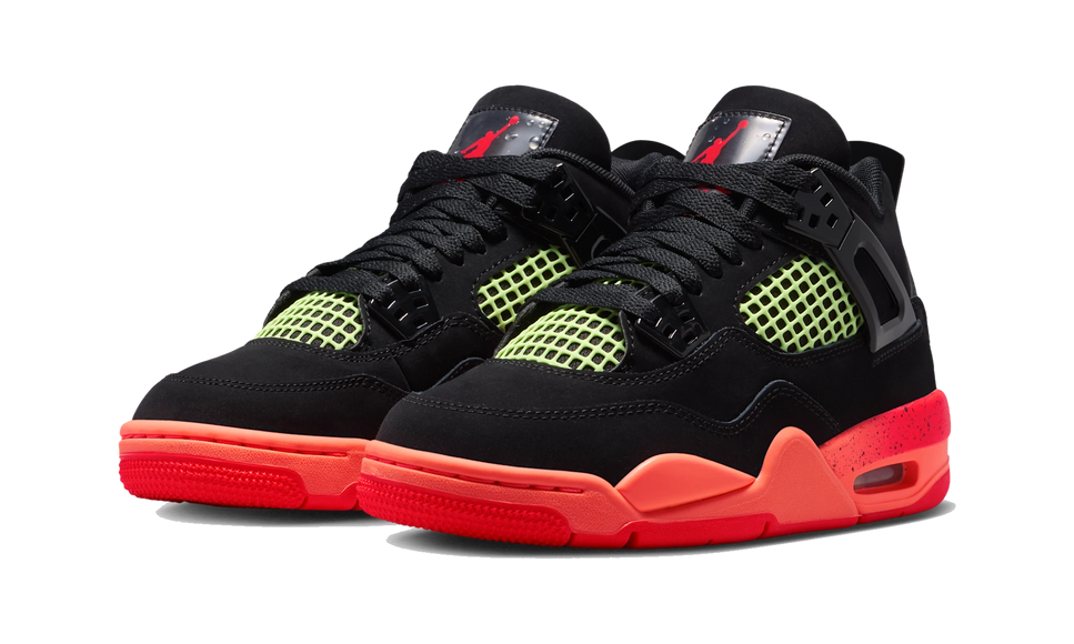 SneakerMood Air Jordan 4 Retro Black Infrared Barely Volt (GS) Front Pair