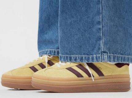 adidas Gazelle Bold Yellow/Maroon IF5937 SneakerMood On-foot view