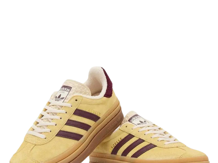 adidas Gazelle Bold Yellow/Maroon IF5937 SneakerMood Pair front three-quarter view