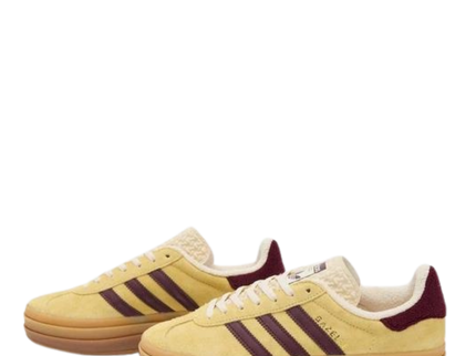 adidas Gazelle Bold Yellow/Maroon IF5937 SneakerMood Pair front three-quarter view