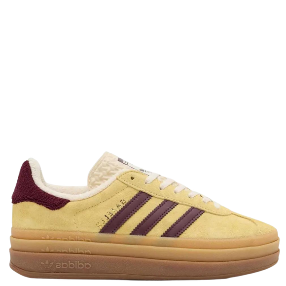 adidas Gazelle Bold Yellow/Maroon IF5937 SneakerMood Side view toe pointing right
