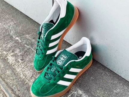adidas Gazelle Indoor Collegiate Green White IG1596 SneakerMood Lifestyle pair view