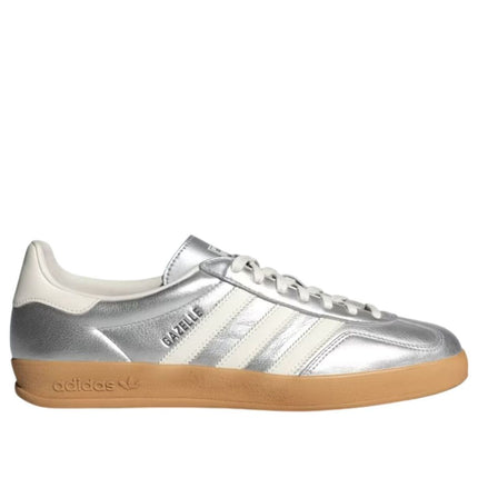 adidas Gazelle Indoor Silver Metallic Core White JR1206 SneakerMood Side view, toe pointing right