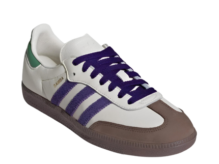 adidas Samba OG Off White Core Purple Green Brown ID8349 SneakerMood Front three-quarter view