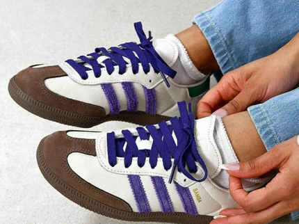 adidas Samba OG Off White Core Purple Green Brown ID8349 SneakerMood On-foot view