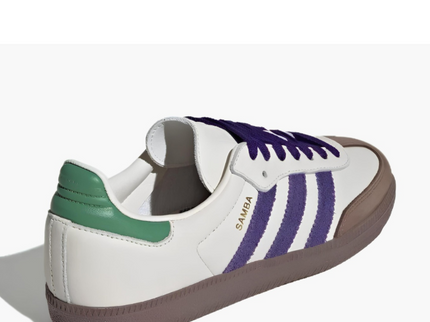 adidas Samba OG Off White Core Purple Green Brown ID8349 SneakerMood Rear three-quarter view