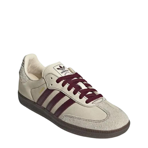 adidas Samba OG W Beige/Maroon IG1987 SneakerMood Front three-quarter view