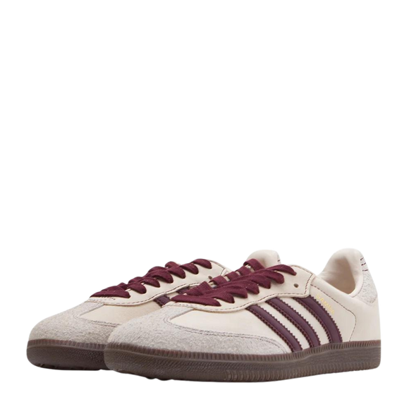 adidas Samba OG W Beige/Maroon IG1987 SneakerMood Pair front three-quarter view