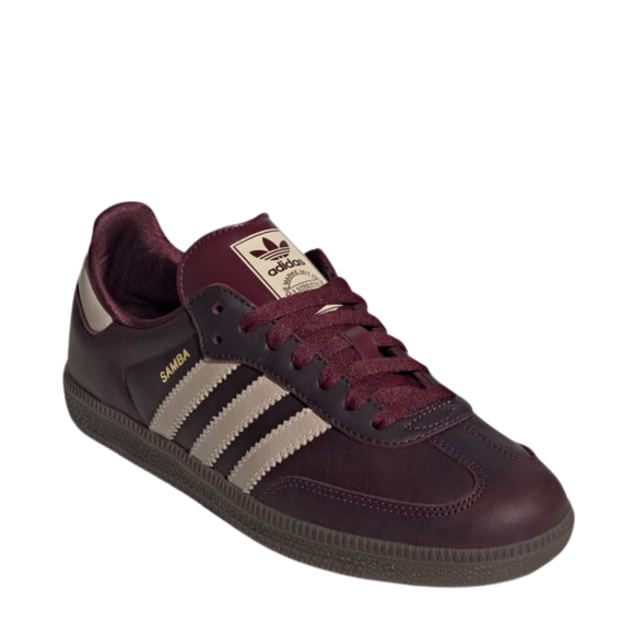 adidas Samba OG W Maroon Crystal Sand IF7004 SneakerMood Front three-quarter view