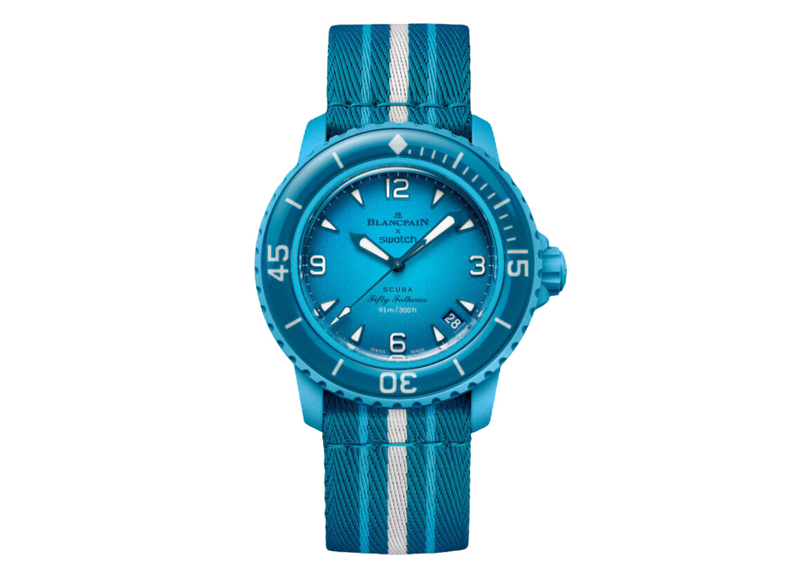 Blancpain x Swatch Scuba Fifty Fathoms Blue Lagoon – SO35L400 – SneakerMood – 01