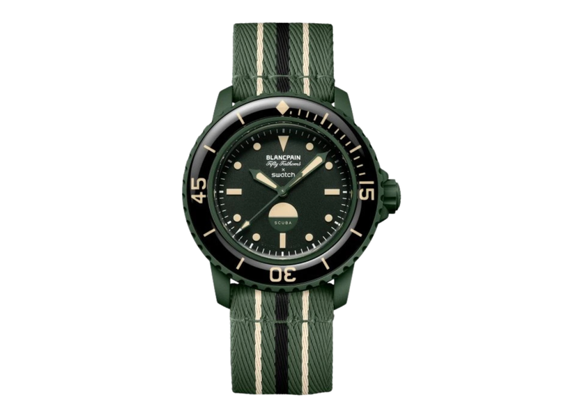 Blancpain x Swatch Scuba Fifty Fathoms Green Abyss – SO35G100 – SneakerMood – 01