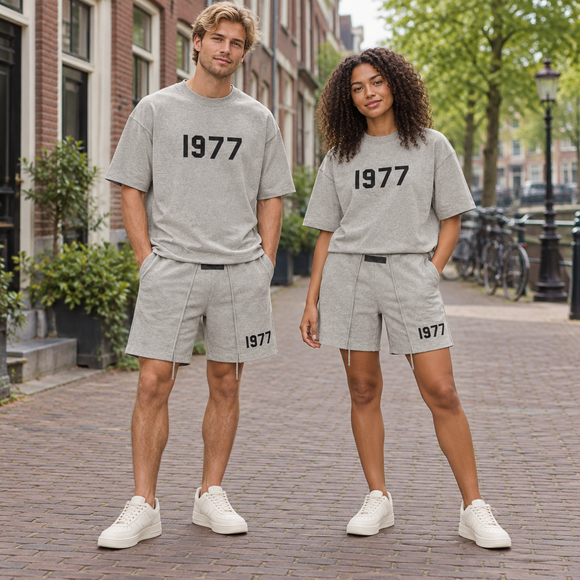 Essentials 1977 Dark Oatmeal Summer Set Streetwear Couple SneakerMood