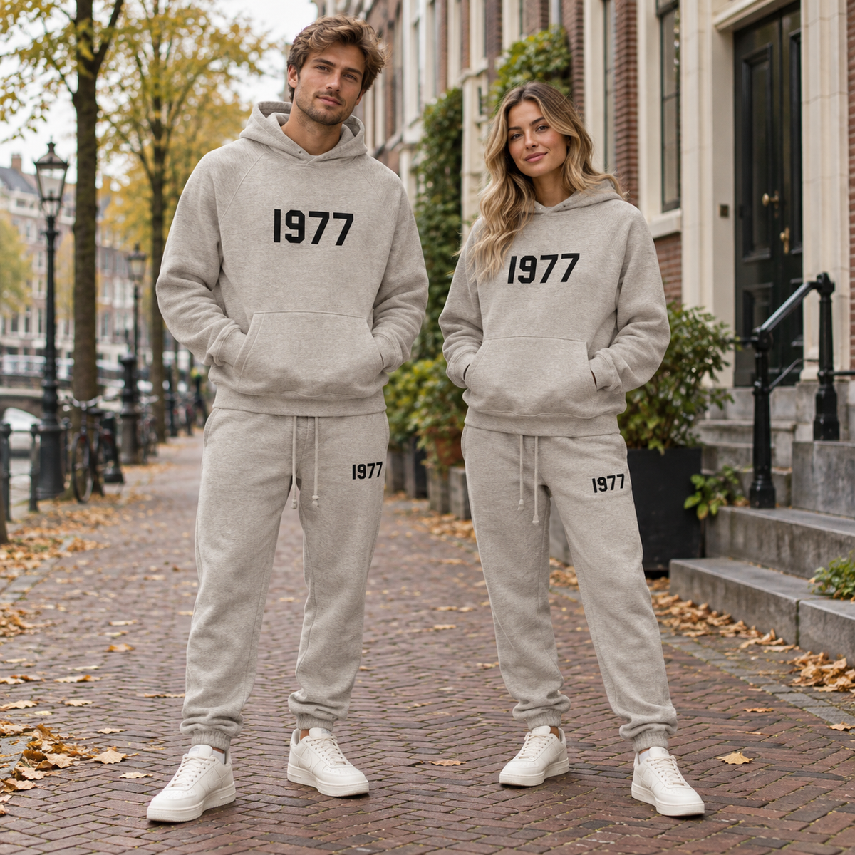 Essentials 1977 Dark Oatmeal Winter Set Streetwear Couple SneakerMood