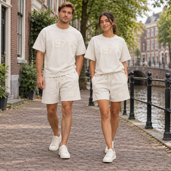 Essentials 1977 Light Oatmeal Summer Set Streetwear Couple SneakerMood