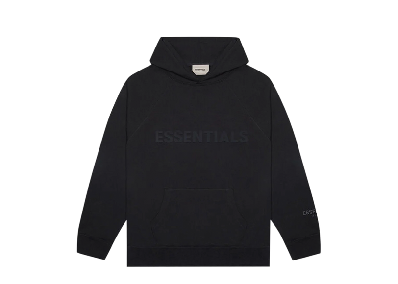 Essentials Black Pullover Hoodie Front SneakerMood