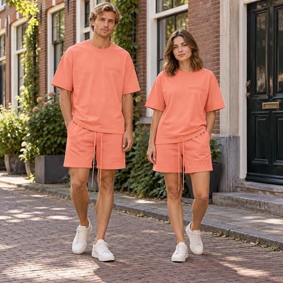 Essentials Coral Summer Set Streetwear Couple SneakerMood