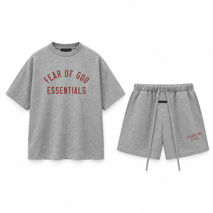 Essentials Dark Heather Summer Set Complete Outfit SneakerMood