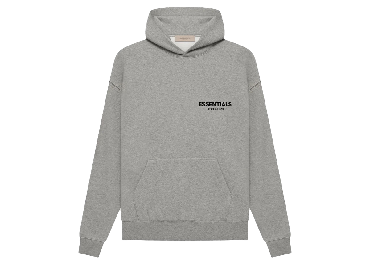 Essentials Dark Oatmeal Hoodie Front SneakerMood