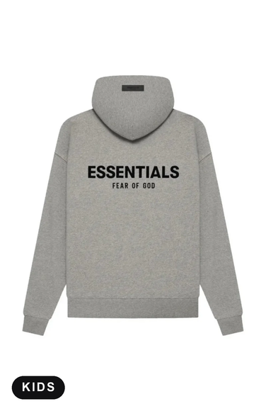 Essentials Dark Oatmeal Felpa con Cappuccio Bambini – vista posteriore – SneakerMood