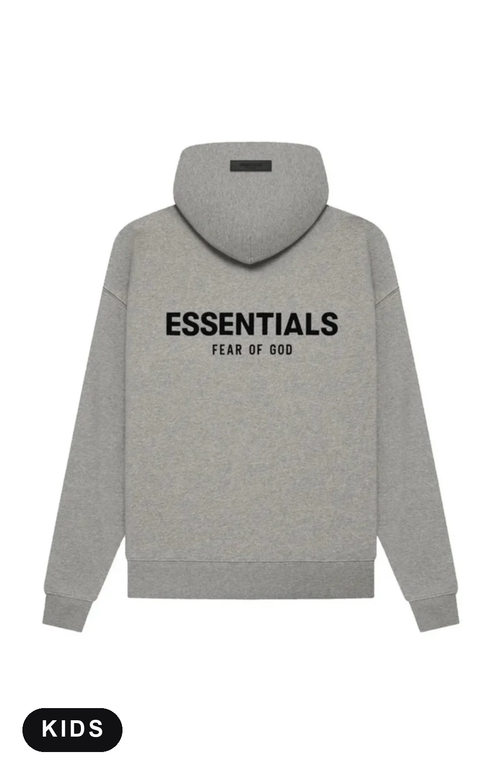 Essentials Dark Oatmeal Gyerek Hoodie – hátulnézet – SneakerMood