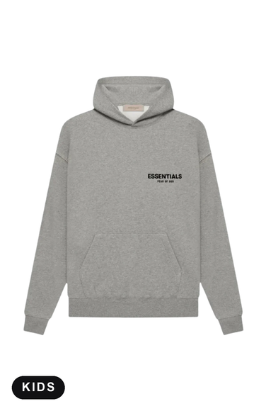Essentials Dark Oatmeal Felpa con Cappuccio Bambini – vista anteriore – SneakerMood