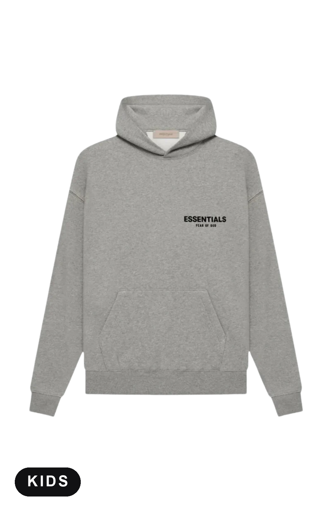Essentials Dark Oatmeal Hoodie Enfant – vue de face – SneakerMood