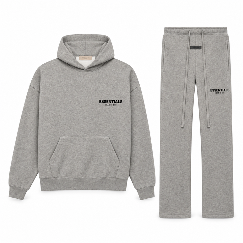 Essentials Dark Oatmeal Relaxed Winter Set Complete Outfit SneakerMood