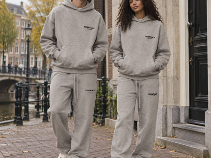 Essentials Dark Oatmeal Relaxed Winter Set Streetwear Couple SneakerMood