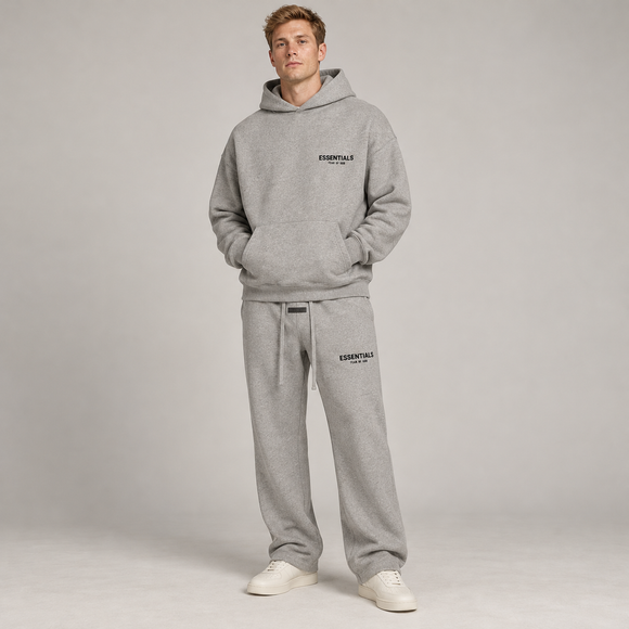 Essentials Dark Oatmeal Relaxed Winter Set Studio Model SneakerMood