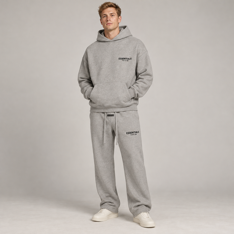 Essentials Dark Oatmeal Relaxed Winter Set Studio Model SneakerMood