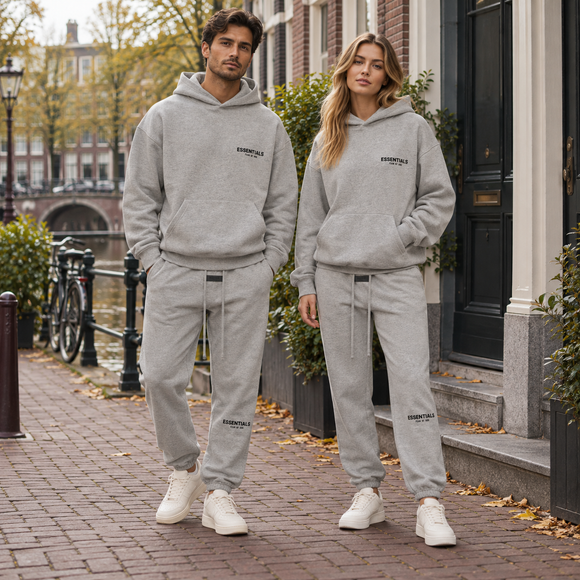 Essentials Dark Oatmeal Winter Set Streetwear Couple SneakerMood