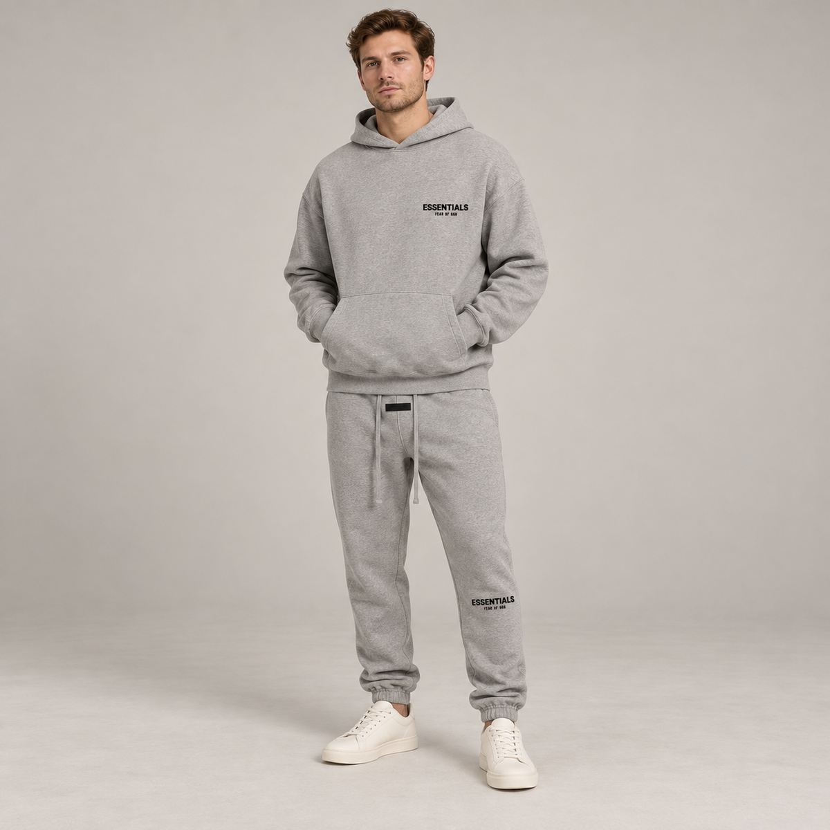 Essentials Dark Oatmeal Winter Set Studio Model SneakerMood