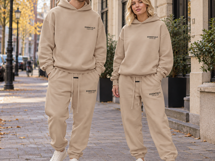 Essentials Desert Sand Fleece Winter Set Streetwear Couple SneakerMood