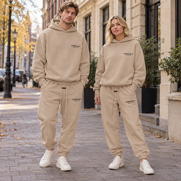 Essentials Desert Sand Fleece Winter Set Streetwear Couple SneakerMood